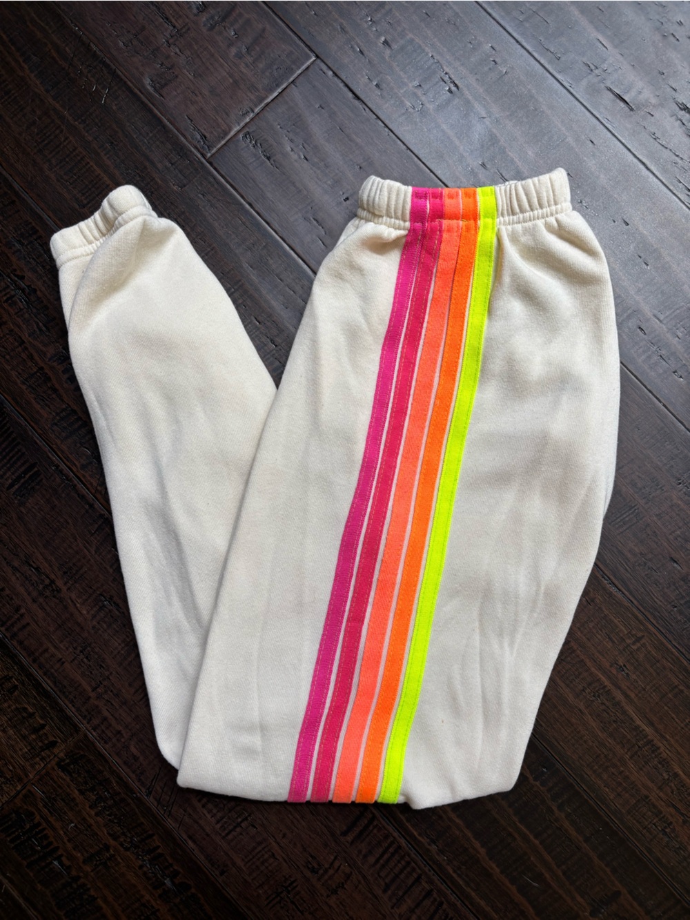 Aviator Nation Vintage White Neon 5 Stripe Jogger Sweatpants